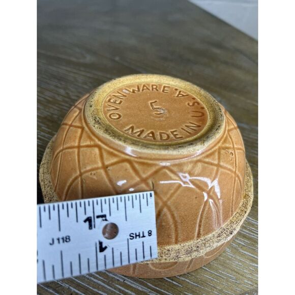 Vintage WATT POTTERY Oven Ware #5 Mixing Bowl SPIRAL LOOP PATTERN Pumpkin Orange - Picture 10 of 13